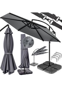 Casaria Zweefparasol antraciet 350 cm compleet set incl 4 gewichten & beschermhoes