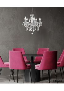 Nowa Marie lustre &agrave; pampilles, chandelier 5 lumi&egrave;res style antique pour salon cha&icirc;ne r&eacute;glable, douille E14, hauteur 150 cm, &Oslash; 48 cm, 40 W, pour salle &agrave; manger et couloir