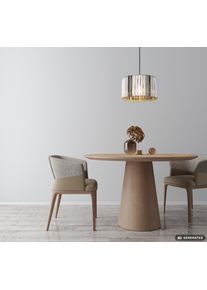 NOWA Run Esstisch-H&auml;ngeleuchte in Holzoptik, modern, E27, 60 Watt, rauchfarbener Schirm Metallgeh&auml;use, 35 cm &Oslash; und 120 cm H&ouml;he, dimmbar mit externem Dimmer, f&uuml;r Esszimmer und Wohnzimmer