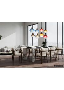 NOWA Toy H&auml;ngeleuchte mit mehrfarbigen Glaskugeln, L&auml;nge 110 cm, 8-flammig, E27 Stilvolle Akzentbeleuchtung f&uuml;r Esszimmer, K&uuml;che, Flur oder Wohnzimmer mit klarer Linienf&uuml;hrung.