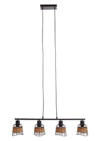 NOWA Esra Balken-H&auml;ngeleuchte 4-flammig E27 aus Metall f&uuml;r Esszimmer und K&uuml;che mit offener K&auml;figoptik und 81 cm L&auml;nge sowie 150 cm H&ouml;he im modernen Stil