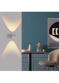 Sch&ouml;ner Wohnen Kollektion SCH&Ouml;NER WOHNEN-Kollektion CHIA applique murale LED &eacute;clairage haut et bas moderne pour salon et couloir, design compact et discret, 2 W, 3000 K, 220 lm, H 9,3 cm, L 12,5 cm