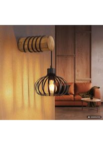 Globo Caldwell applique murale industrielle avec support cylindrique et cage suspendue E27 60W hauteur 59 cm, interrupteur sur c&acirc;ble, id&eacute;ale pour salle &agrave; manger, couloir, cuisine ou salon