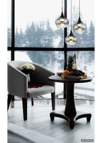Globo Lui LED Rauchglas-H&auml;ngeleuchte 3000K 2700lm 24W modernes Design f&uuml;r Esszimmer mit kugelf&ouml;rmigem Glasschirm und schlankem Metallkorpus, &Oslash; 37 cm, ideal &uuml;ber Esstisch und Wohnbereich