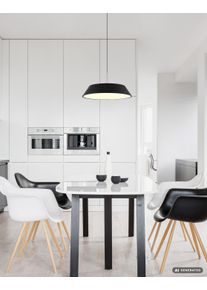 Globo Silena LED h&ouml;henverstellbare H&auml;ngeleuchte 24W 3000K 2900lm f&uuml;r K&uuml;che modern mit nickelmatter Oberfl&auml;che und schwarz-wei&szlig;em Schirm, schlanke Form f&uuml;r Esszimmer und Flur