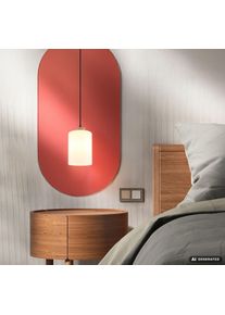 Globo Rowena H&auml;ngeleuchte mit braunem Holz-Glasschirm, E27, &Oslash; 15 cm, L&auml;nge 120 cm, IP20 Zylindrische Form mit dekorativem Abschluss f&uuml;r einen modernen Retro-Look in Esszimmer und Flur.