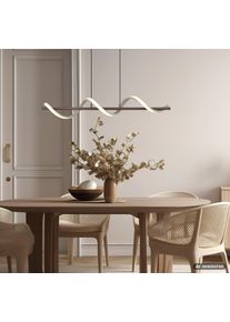Globo Spiro braune LED-Esstisch-H&auml;ngeleuchte, geschwungene Lichtlinie, 80 cm, 3000 K, 2510 lm, 20 W im modernen Design f&uuml;r Esszimmer, Flur, K&uuml;che und Wohnzimmer als stilvolle Deckenbeleuchtung