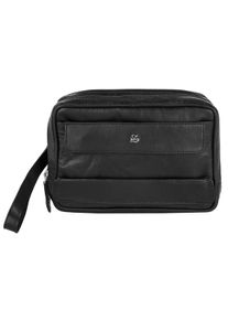 Handgelenktasche SZUNA "SZUNA Herren echt Leder", Herren, Gr. B/H/T: 21cm x 15cm x 7cm onesize, schwarz, Leder, gl&auml;nzend, Taschen Handgelenktasche, echt Leder