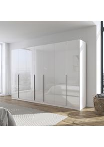 Dreht&uuml;renschrank OTTO HOME "Kleiderschrank Schrank Garderobe AGORDO Schlafzimmer", wei&szlig; (alpinwei&szlig;, hochglanz wei&szlig;), B:315cm H:210cm T:54cm, Holzwerkstoff, Schr&auml;nke, Dreht&uuml;renschrank, durchdachte Innenausstattung, in 8 Breiten und 2 H&ouml;hen MADE IN GERMANY