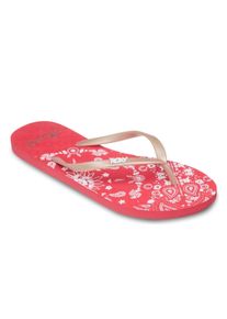 Sandale Roxy "New Viva Printed", Damen, Gr. 9(40), rot (hibiscus), Obermaterial: 98% Synthetik/2% Metall, Futter: 100% Synthetik, Laufsohle: 100% Schwammgummi., Schuhe Sandale