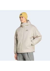 Outdoorjacke adidas terrex "MULTI PRIMALOFT INSULATED HOODED T", Herren, Gr. XL, beige (wonder aluminium), Obermaterial: 100% Polyester, Jacken Outdoorjacke, sportlicher Stil, aus Polyester, mit Kapuze, f&uuml;r Erwachsene