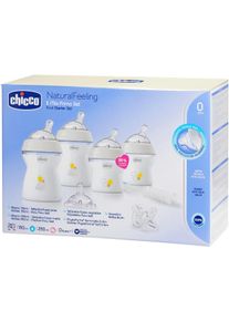 Babyflasche Chicco "Erster Starter-Set Naturalfeeling", Baby, wei&szlig; (wei&szlig;, blau), Kunststoff, Trinkflaschen Babyflasche