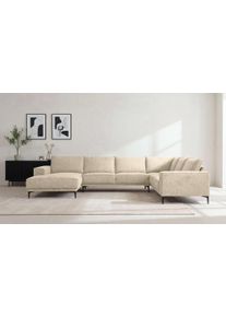 Wohnlandschaft OTTO HOME "OLAND U-Form, XXL, B: 342 cm, Skandi-Design, Chenille", beige (cream), Sofas, B/H/T: 342cm x 85cm x 260cm, Stoff, Recamiere links, 100% Polyester, Wohnlandschaft, Skandi-Design in Struktur, Flachgewebe, Luxus-Microfaser, Boucle, B:342cm H:85cm T:260cm