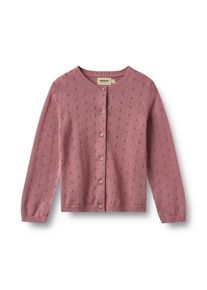 Strickjacke Wheat "Knit Cardigan Maia", M&auml;dchen, Gr. 128, 9705 warm lila, Strick, Obermaterial: 100% Baumwolle, unifarben, A-Linie normal, Rundhals, Strickjacken Strickjacke, Baumwolle
