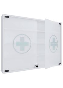 Mid.you Medizinschrank, Wei&szlig;, Holzwerkstoff, Glas, 3 F&auml;cher, 80x60x10 cm, Badezimmer, Badm&ouml;bel, Medizinschr&auml;nke