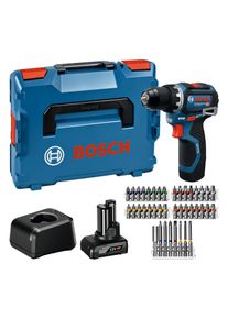 Akku-Bohrschrauber BOSCH PROFESSIONAL "GSR 12V-32", blau, Bohrmaschinen, Akku-Bohrschrauber, inkl. 2 Akkus, Ladeger&auml;t, 40-tlg. Zubeh&ouml;rset und L-BOXX