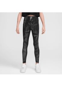 Leggings Nike Sportswear "G NK ONE TIGHT SHINE", M&auml;dchen, Gr. L (152/158), N-Gr, schwarz-wei&szlig; (schwarz, wei&szlig;), Obermaterial: 80% Polyester, 20% Elasthan, Hosen Leggings, f&uuml;r M&auml;dchen und Jugendliche