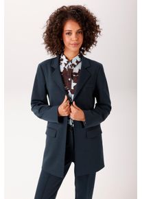 Longblazer Aniston CASUAL, Damen, Gr. 38, blau (marine), Jersey, Obermaterial: 63% Polyester, 32% Viskose, 5% Elasthan. Futter: 100% Polyester, unifarben, l&auml;ssig geschnitten ca. Mitte Oberschenkel, Blazer Longblazer, mit Reverskragen