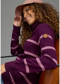 Rollkragenpullover Kangaroos, Damen, Gr. 52/54, pflaume, Strick, Obermaterial: 60% Baumwolle, 40% Polyacryl, normal h&uuml;ftbedeckend, Rippstrickb&uuml;ndchen, Pullover Rollkragenpullover, mit Rollkragen, normale Passform, h&uuml;ftbedeckende L&auml;nge, aus Baumwolle