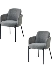 Armlehnstuhl STOLKOM "Flora BxHxT 61x84x63 cm", grau, schwarz matt, schwarz matt, grau, B:61cm H:84cm T:63cm, Metall, Polyester, St&uuml;hle, Armlehnstuhl, Breite 61cm, Federkern im Sitz