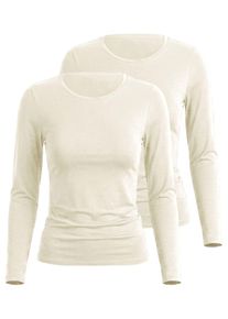 Unterhemd Nina von C. "2er Pack Langarm Shirt Seide&Modal", Damen, Gr. 46, 2 Stk., beige (champagner), Modal-Seide, , Basic, figurumspielend, Rundhals, Unterhemden Unterhemd