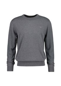 Sweater Gant "Strickpullover CLASSIC COTTON C-NECK", Herren, Gr. M, grau, Sweatshirts Sweater