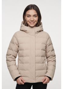 Steppjacke CMP "WOMAN JACKET FIX HOOD", Damen, Gr. 42, beige (kaki), Obermaterial: 100% Polyester. Futter: 100% Polyester. Wattierung: 100% Polyester, Jacken Steppjacke, mit fester Kapuze, winddicht, wasserabweisende Oberfl&auml;che