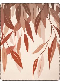 Wohndecke Biederlack "Ember Leaves", braun (ember leaves), Obermaterial: 58% Baumwolle, 35% Polyacryl, 7% Polyester, Wohndecken, Wohndecke, 150 x 200, mit Zierstich