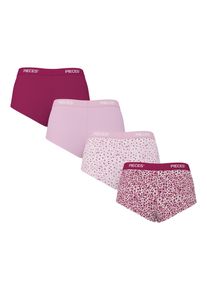 Hipster Pieces "PCLOGO LADY 4 PACK AOP/SOLID NOOS BC", Damen, Gr. XL, 4 Stk., Jersey, bunt (raspberry radiance pack:4 rasperberry radiance w flower aop, roseate spoonbill w flower aop, roseate spoonbill), Jersey, Obermaterial: 95% Baumwolle, 5% Elasthan, bedruckt, unifarben mit Farbeinsatz, figurbetont, Unterhosen Hipster, Baumwollmischung