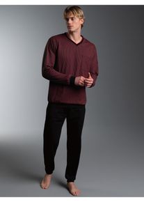 Schlafanzug TRIGEMA "TRIGEMA Pyjama mit Kettenmuster", Herren, Gr. XL, schwarz, Single Jersey, 100% Baumwolle, Homewear-Sets Schlafanzug