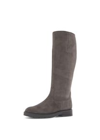 Stiefel Gabor, Damen, Gr. 41, Normalschaft, schwarz-wei&szlig; (taupe), Veloursleder, unifarben, Schuhe Stiefel, Blockabsatz, Langschaftstiefel mit Rei&szlig;verschluss, G-Weite