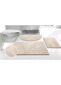 Badematte OTTO HOME "Regona Scandi, Badvorleger, Badezimmer Teppich, Duschvorleger" Gr. 3, beige (creme), H:10mm, Polyester, Badematten, Badematte, Badteppich, Uni Farben, Hoch-Tief-Effekt, modernes Muster, Zen