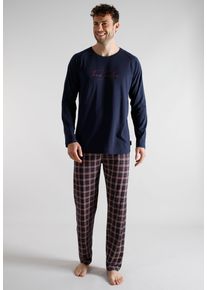 Pyjama Tom Tailor, Herren, Gr. 58, blau (blau, dunkel, karo), Single Jersey, Obermaterial: 100% Baumwolle, Homewear-Sets Pyjama