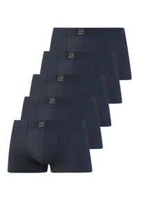 Boxer John Devin "Boxershorts f&uuml;r Herren", Herren, Gr. 5XL (12), 5 Stk., blau (navy), Jersey, Obermaterial: 95% Baumwolle, 5% Elasthan, unifarben, Unterhosen Boxer, unifarben, mit Logoschriftzug am Bund, Jersey-Material