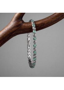 Braccialetti Holzkern per uomo Bracciale &laquo;Peppered&raquo; (Aventurina/Argentato) fatto di legno naturale, lunghezza regolabile