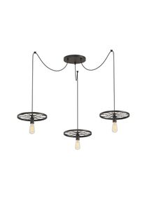 NOWA Jan Esstisch-H&auml;ngeleuchte 3-flammig E27 schwarzer Metallschirm IP20 modern mit offenem Raddesign, dekorativer Blickfang f&uuml;r Esszimmer, K&uuml;che und Wohnzimmer