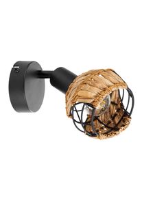 NOWA Java applique murale int&eacute;rieure cage ajour&eacute;e E14 25 W pour salon et couloir T&ecirc;te spot d&eacute;corative avec abat-jour tress&eacute;, id&eacute;ale pour une lumi&egrave;re d'accent et une ambiance chaleureuse.