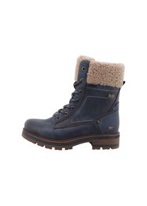 Winterboots Mustang Shoes "Stiefel", Damen, Gr. 38, blau (navy), Lederimitat, Textil, Schuhe Winterboots, Blockabsatz, Schn&uuml;rboots mit Warmfutter-Krangen