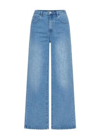 Weite Jeans SASSYCLASSY "High Waist Jeans mit weitem Bein", Damen, Gr. 36, blau (hellblau), Weitere Stoffart, , normal Lang, Jeans Weite Jeans, Hose mit hohen Bund in Hellblau