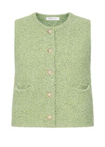 Shirtweste SASSYCLASSY "Boucl&eacute;-Weste mit Taschen", Damen, Gr. M-38, gr&uuml;n, Weitere Stoffart, Obermaterial: 62% Polyacryl PAN. 18% Polyester PES. 8% Viskose CV. 8% Wolle WO. 4% Alpaka WP., H&uuml;ftlang, V-Ausschnitt, Westen Shirtweste, Weiche Weste mit goldfarbenen Kn&ouml;pfen Greige Rosa Schwarz Braun