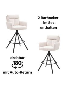 Barhocker Stolkom "Sofia", schwarz (beige, schwarz), B:54cm H:103,5cm T:60cm, Hocker, Barhocker, Komfortsitzh&ouml;he 70 cm, 180drehbar Auto Return funktion