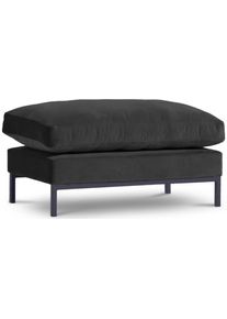 Hocker Andas "Welland", anthrazit, B:100cm H:50cm T:60cm, Samtvelours (100% Polyester);Luxus-Microfaser (100% Polyester), Hocker, Hocker, in Knautsch-Optik mit Metallf&uuml;&szlig;en
