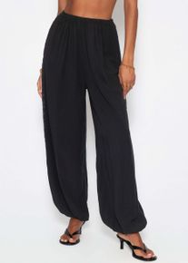 Stoffhose SASSYCLASSY "Ballonhose mit Spitzeneins&auml;tzen", Damen, Gr. S-36, EURO, schwarz, Weitere Stoffart, Obermaterial: 100% Viskose CV., Lang, Hosen Stoffhose, Lockere Hose mit elastischem Bund und Gummizug am Saum