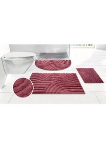 Badematte OTTO HOME "Regona Scandi, Badvorleger, Badezimmer Teppich, Duschvorleger", bordeaux, H:10mm, Polyester, Badematten, Badematte, Badteppich, Uni Farben, Hoch-Tief-Effekt, modernes Muster, Zen