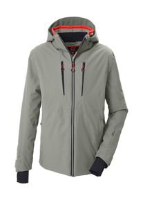 Skijacke Killtec "KSW 60 MN SKI JCKT", Herren, Gr. S, grau (gr&uuml;n), Obermaterial: 100% Polyester.Futter: 100% Polyester.F&uuml;llung: 100% Polyester, Jacken Skijacke, Wasserdichte Skijacke mit abnehmbarer Kapuze und Schneefang