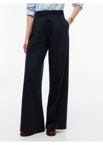 Anzughose Tommy Hilfiger "VISCOSE BLEND WIDE LEG", Damen, Gr. 44, N-Gr, blau (navy pinstripe), Web, Obermaterial: 66% Polyester, 28% Viskose, 6% Elasthan, Nadelstreifen, l&auml;ssig geschnitten lang, Hosen Anzughose, Materialmix, l&auml;ssig geschnitten