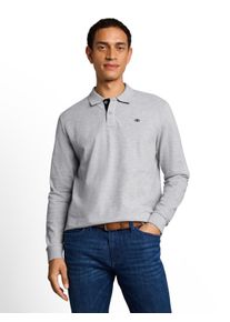 Langarm-Poloshirt Tom Tailor, Herren, Gr. XL, grau (light stone grau melange), Jersey, Obermaterial: 95% Baumwolle, 5% Viskose, bestickt, unifarben, regular fit normal, Rundhals, B&uuml;ndchen, Shirts Langarm-Poloshirt, mit Logo-Stickerei