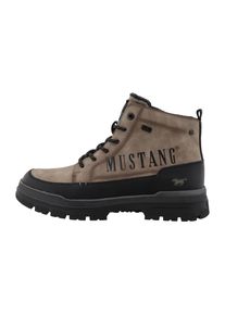 Schn&uuml;rboots Mustang Shoes "Stiefelette", Herren, Gr. 40, braun (taupe, schwarz), Lederimitat, Textil, Schuhe Schn&uuml;rboots, Schn&uuml;rstiefelette mit Kontrastbesatz und Ziern&auml;hten