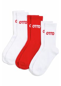 Tennissocken OTTO products "OTTO", Damen, Gr. 39-42, bunt (wei&szlig;, wei&szlig;, rot), Baumwollmischung, mit Stickerei, Socken Tennissocken, Unisex, sportlicher Stil, mit Stickerei, das Otto Original