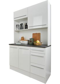 Buffet BASIC BY BALCULINA "Jazz", wei&szlig; (wei&szlig;, wei&szlig;, metallic braun), B:120cm H:211cm T:60cm, Holzwerkstoff, Schr&auml;nke, Buffet, Breite 120cm, T&uuml;ren, Schubk&auml;sten, offenes Fach
